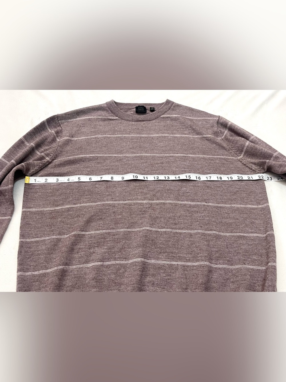 Saks Fifth Avenue Light Brown Striped Crewneck Wool Blend Sweater Women’s XL - Picture 9 of 16